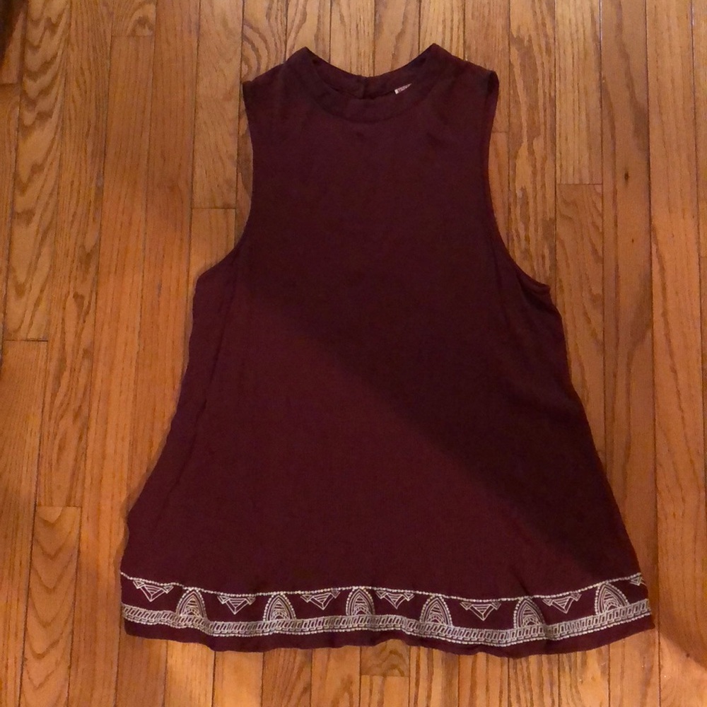 Mossimo Burgundy Slvls Tunic Dress w/ Embroidery